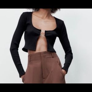 ZARA RIBBED CROPPED CARDIGAN - Size Small